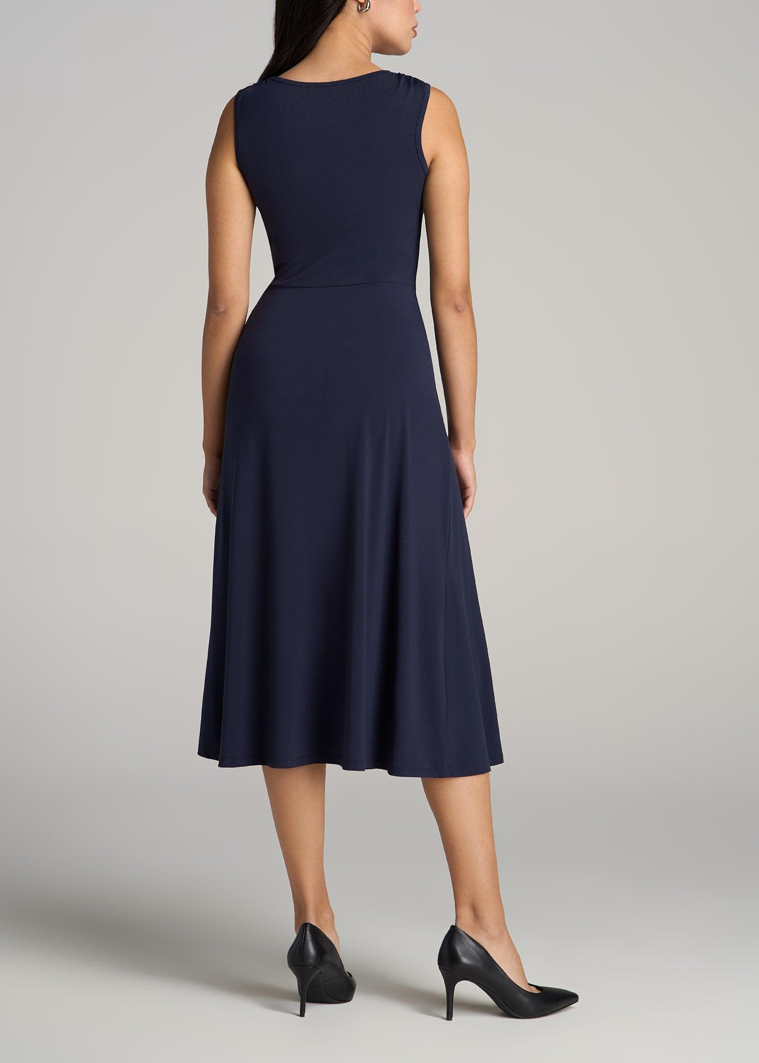 Sleeveless Knot Front Dress for Tall Women in Navy Female Product Image