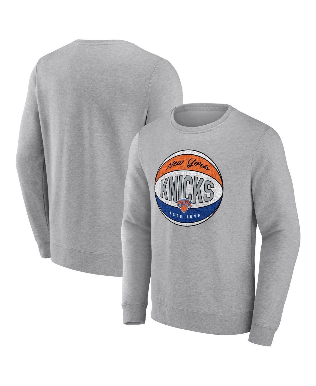 Mens Fanatics Branded Heathered Gray New York Knicks True Classics Vint Pullover Sweatshirt Product Image