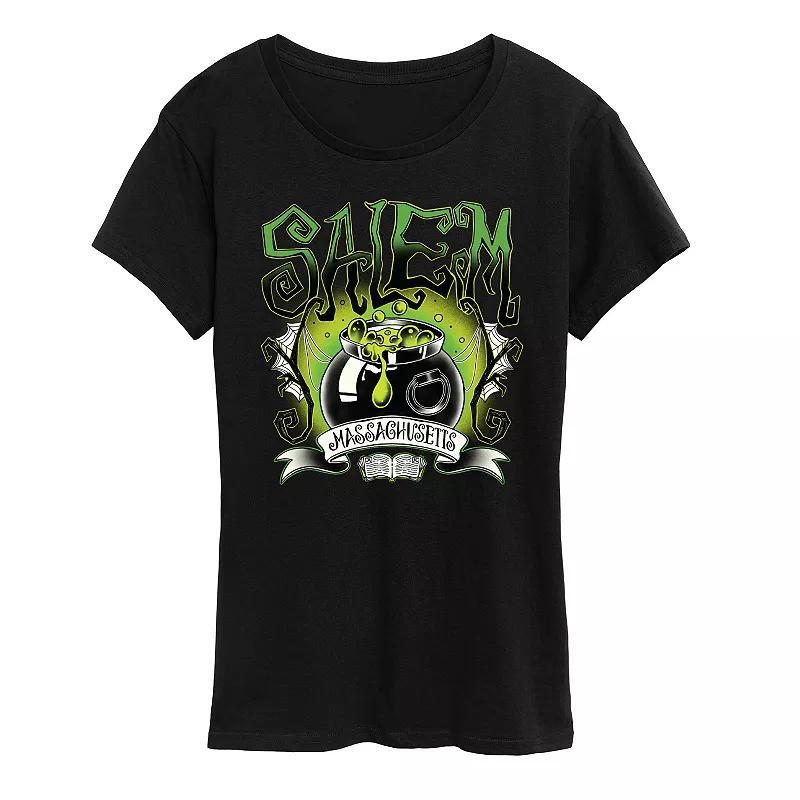 Womens Salem Witchy Collegiate Graphic Tee Grey Gray Product Image