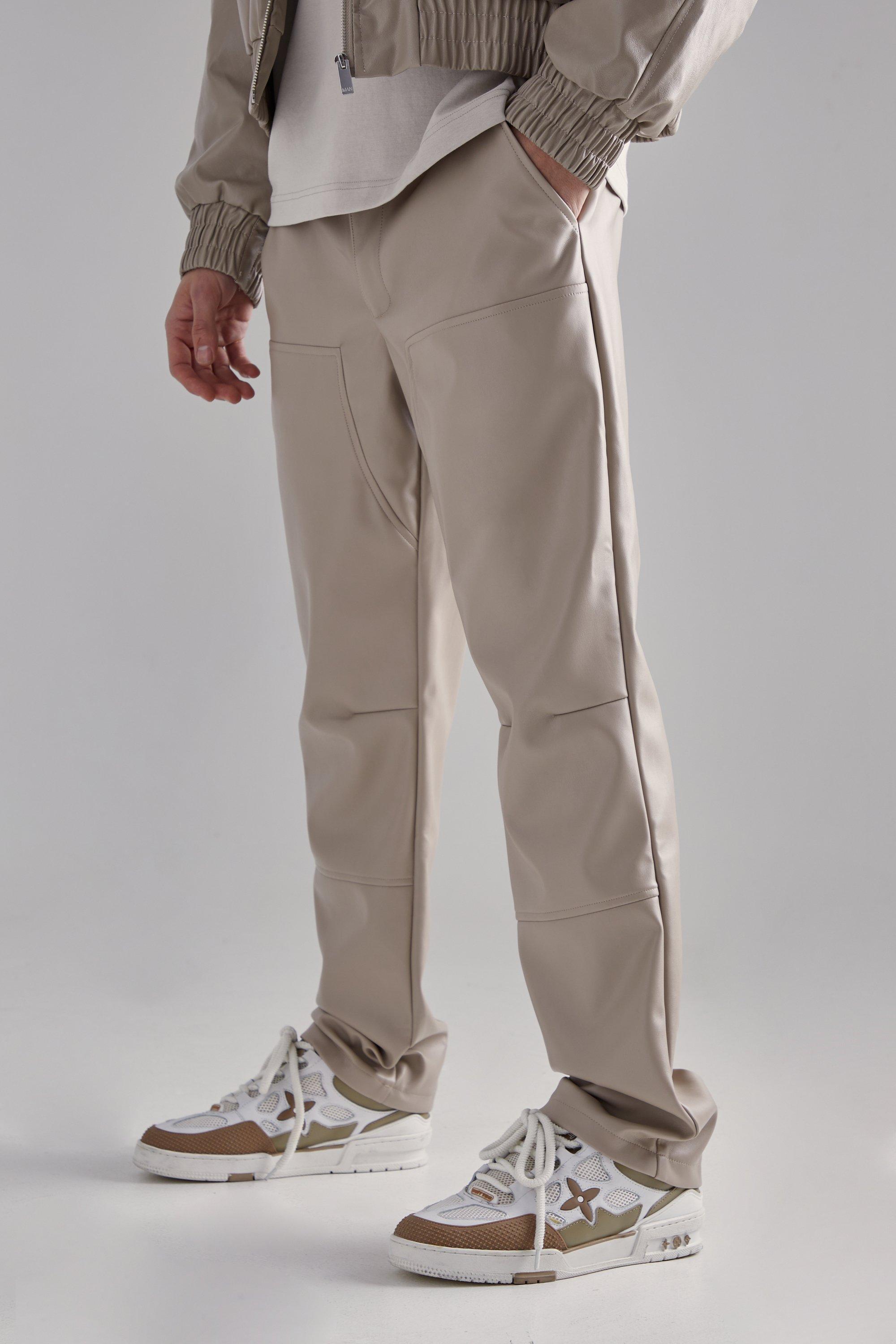 Pu Straight Leg Trousers | boohooMAN USA Product Image