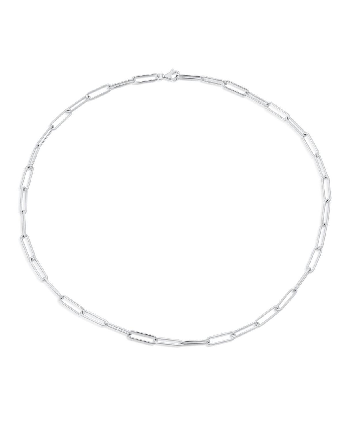 Bling Jewelry Minimalist Simple .925 Sterling Silver Rounded Paper Clip Chain Link Choker Collar Necklace For Women s Lightweight 14 Inch 3.5MM Product Image