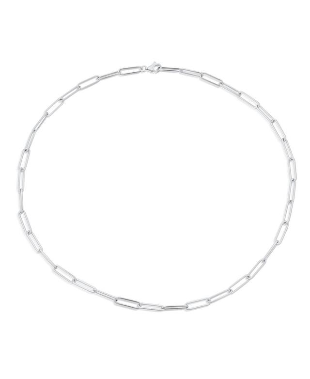 Bling Jewelry Minimalist Simple .925 Sterling Silver Rounded Paper Clip Chain Link Choker Collar Necklace For Women s Lightweight 14 Inch 3.5MM Product Image