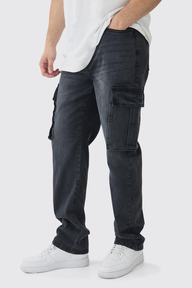 Tall Straight Rigid Cargo Jeans | boohooMAN USA Product Image