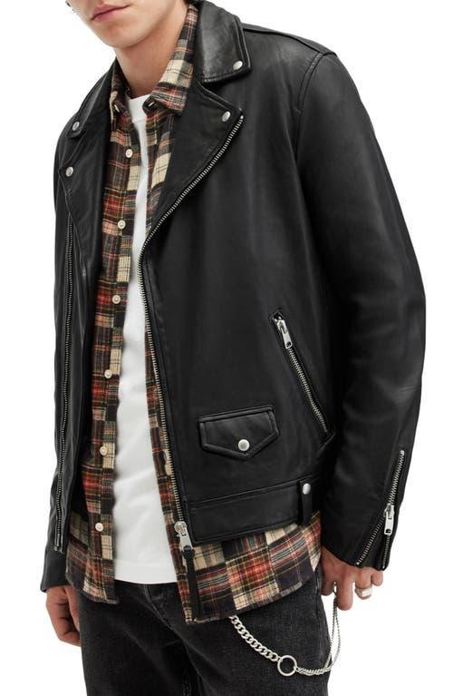 ALLSAINTS Milo Leather Biker Jacket In Black Product Image