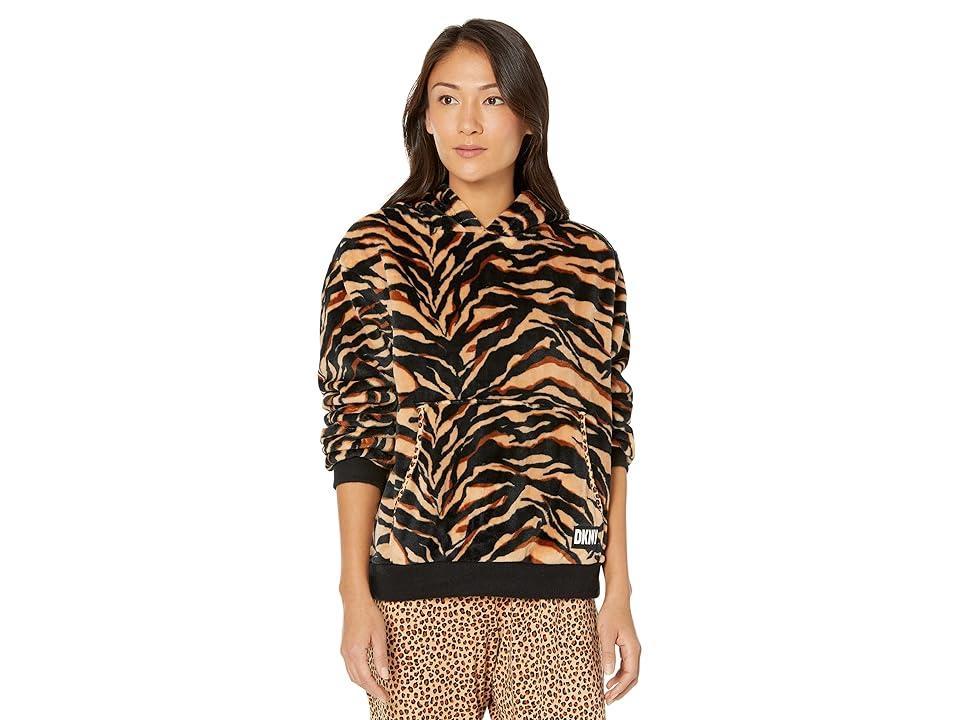 DKNY Long Sleeve Hoodie Joggers PJ Set (Animal) Women's Pajama Sets Product Image