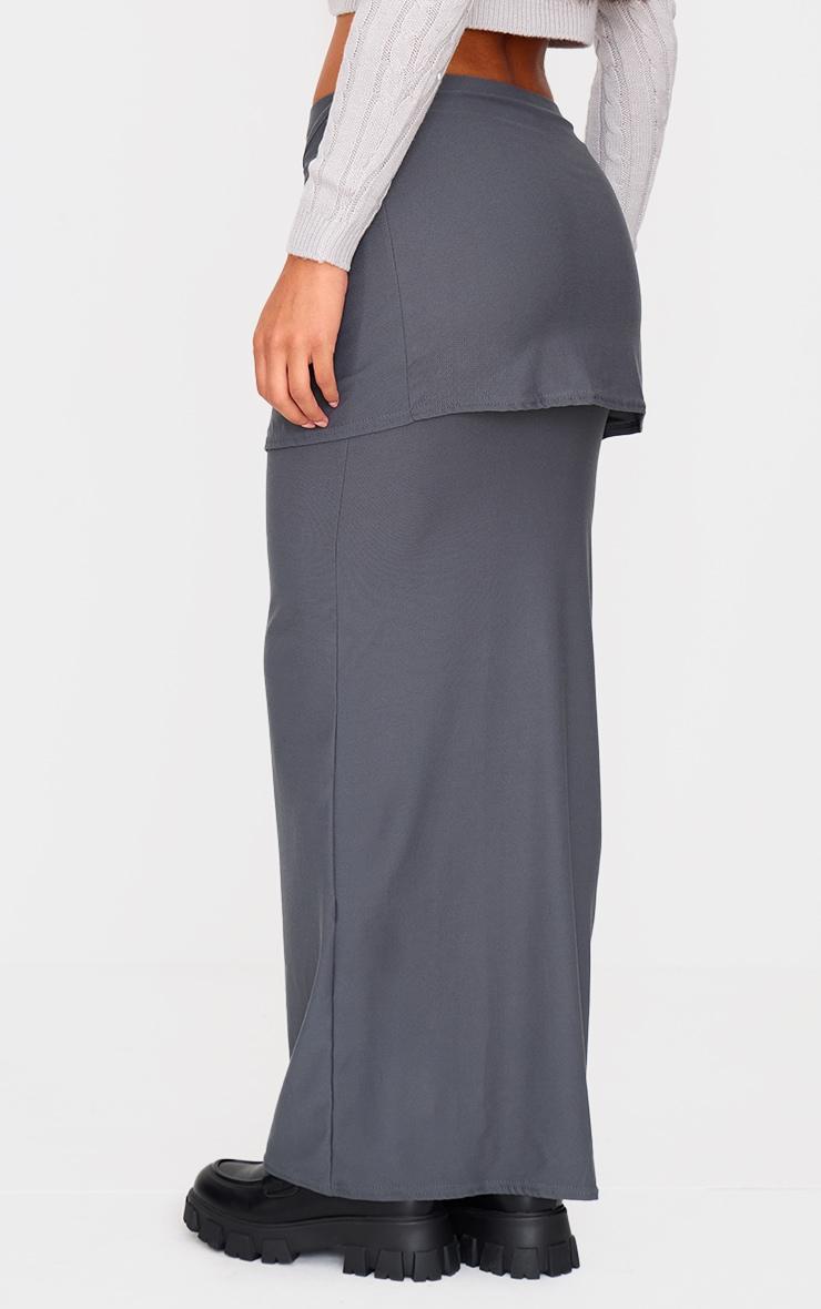 Charcoal Soft Touch Overlay Detail Jersey Maxi Skirt Product Image