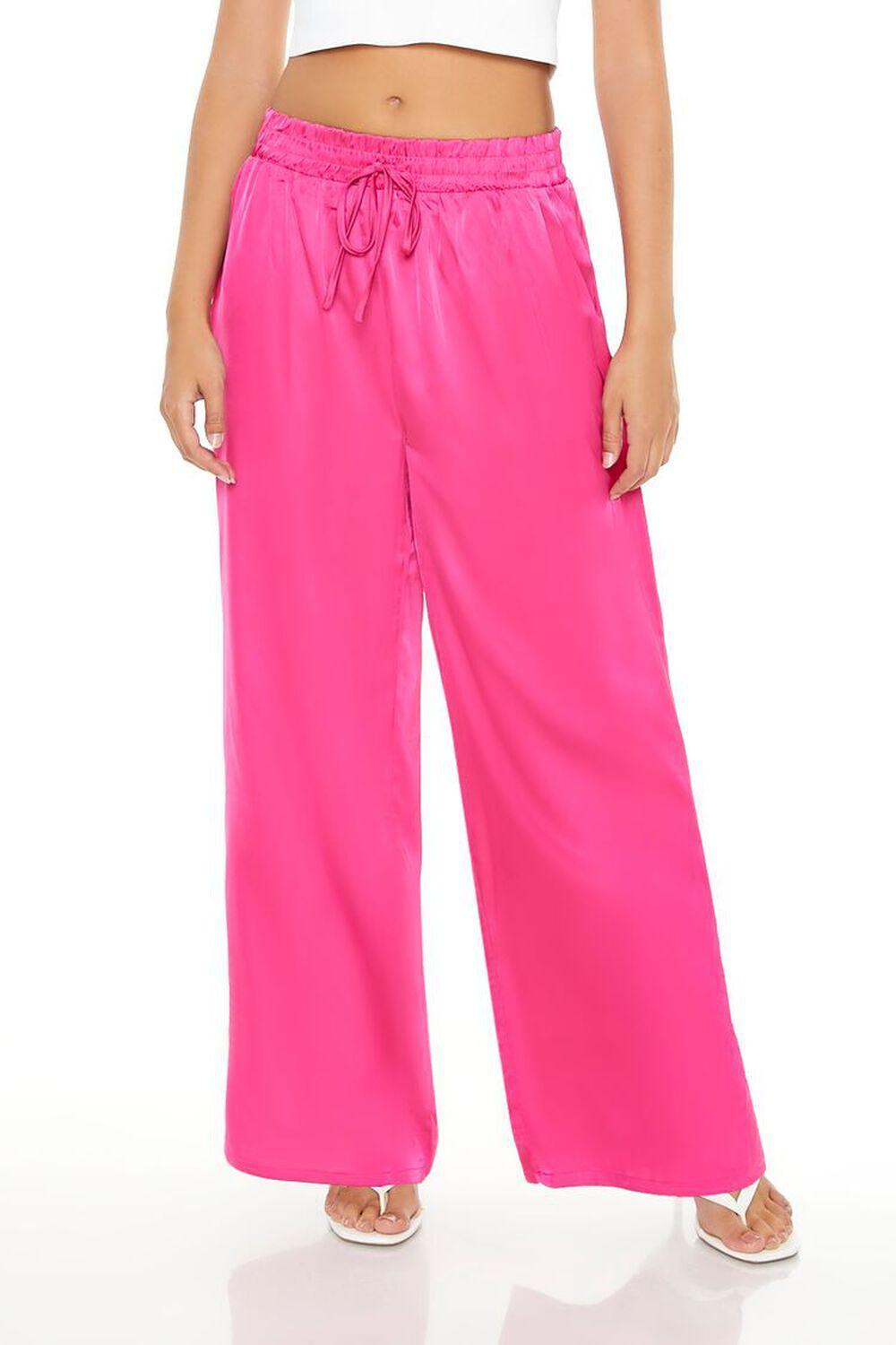 Satin Wide-Leg Drawstring Pants | Forever 21 Product Image