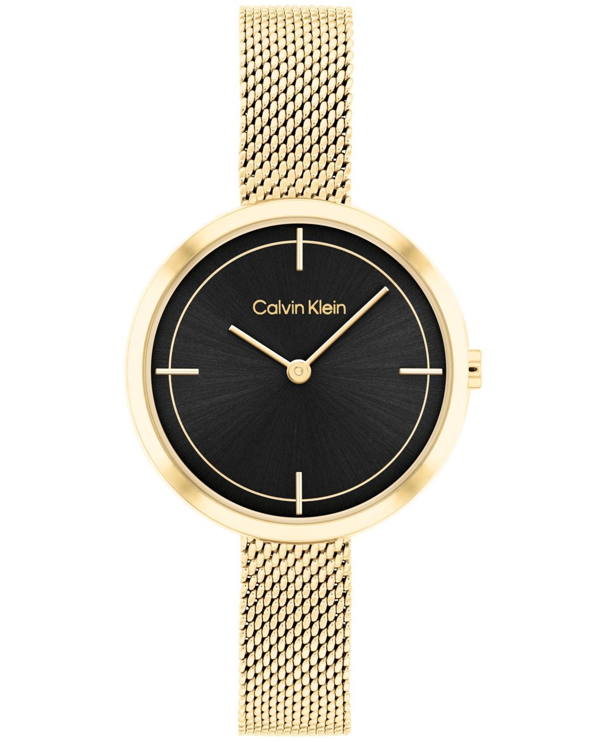 Calvin Klein Womens Gold-Tone Stainless Steel Mesh Bracelet Watch 30mm Product Image