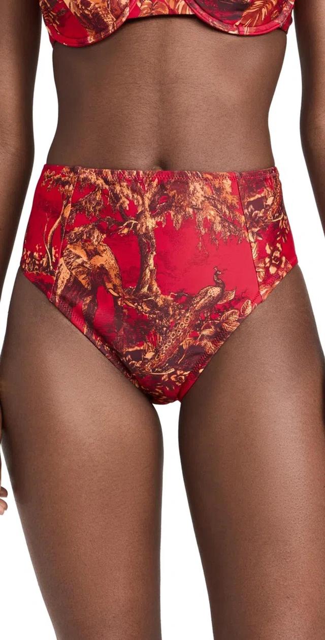 Vanessa Jungle High Waisted Bikini Bottoms In Scarlet Product Image