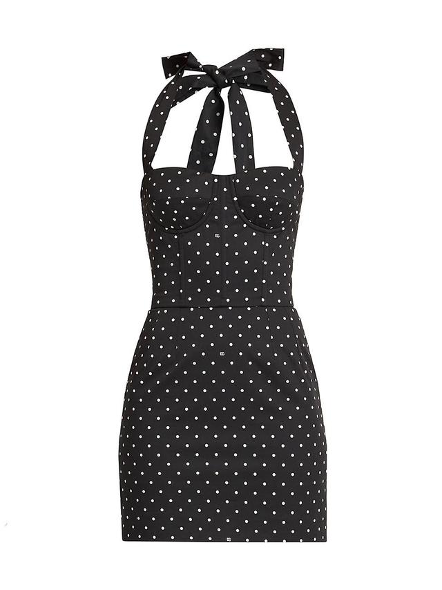 Womens Polka Dot Halter Minidress Product Image