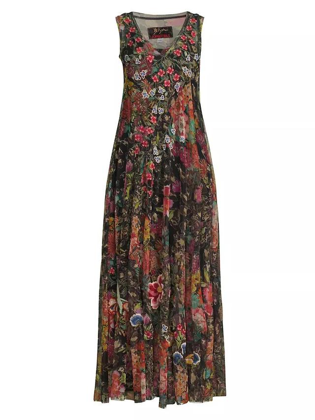 Mazzy Embroidered Mesh Sleeveless Maxi Dress Product Image