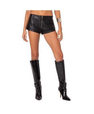 Edikted Womens Zippy Faux Leather Micro Shorts product image