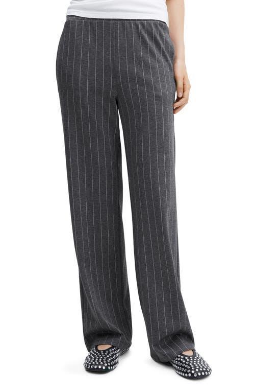 MANGO Pinstripe Knit Straight Leg Pants Product Image