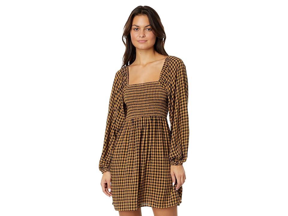 Billabong Paradise Days Long Sleeve Smocked Minidress Product Image