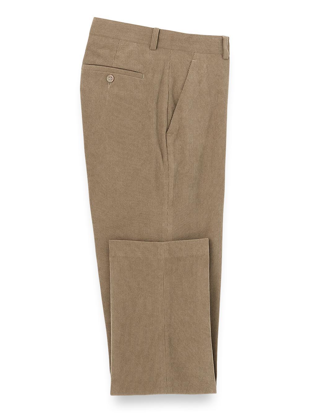 Corduroy Flat Front Pants - Charcoal Product Image