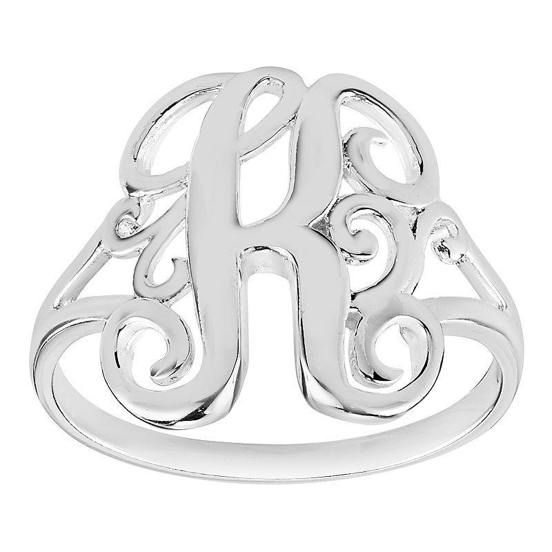 Womens PRIMROSE Sterling silver polished monogram initial B band ring size 7., Womens Grey Product Image