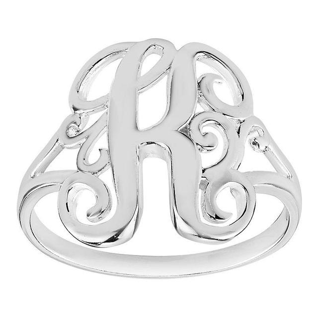 Womens PRIMROSE Sterling silver polished monogram initial B band ring size 7., Womens Grey Product Image