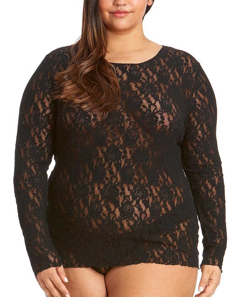 Womens Plus Signature Lace Long-Sleeve Top Product Image