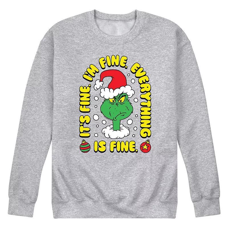 Mens Dr. Seuss The Grinch Everything Is Fine Fleece Sweatshirt Product Image