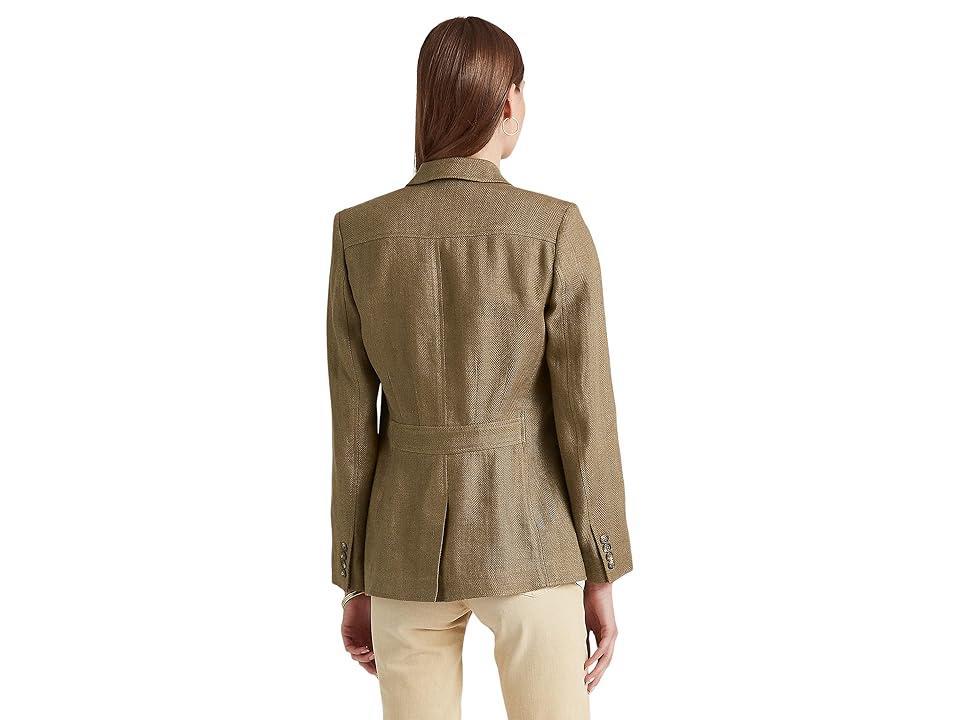 Lauren Ralph Lauren Herringbone Linen Blazer (Olive Fern) Women's Clothing Product Image