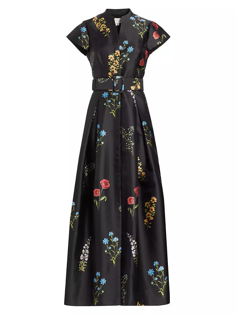 Marta Floral Mikado Fit & Flare Gown Product Image