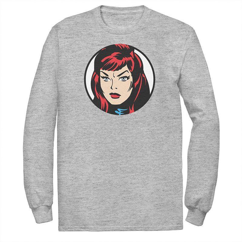 Mens Marvel Black Widow Big Face Tee Athletic Grey Product Image