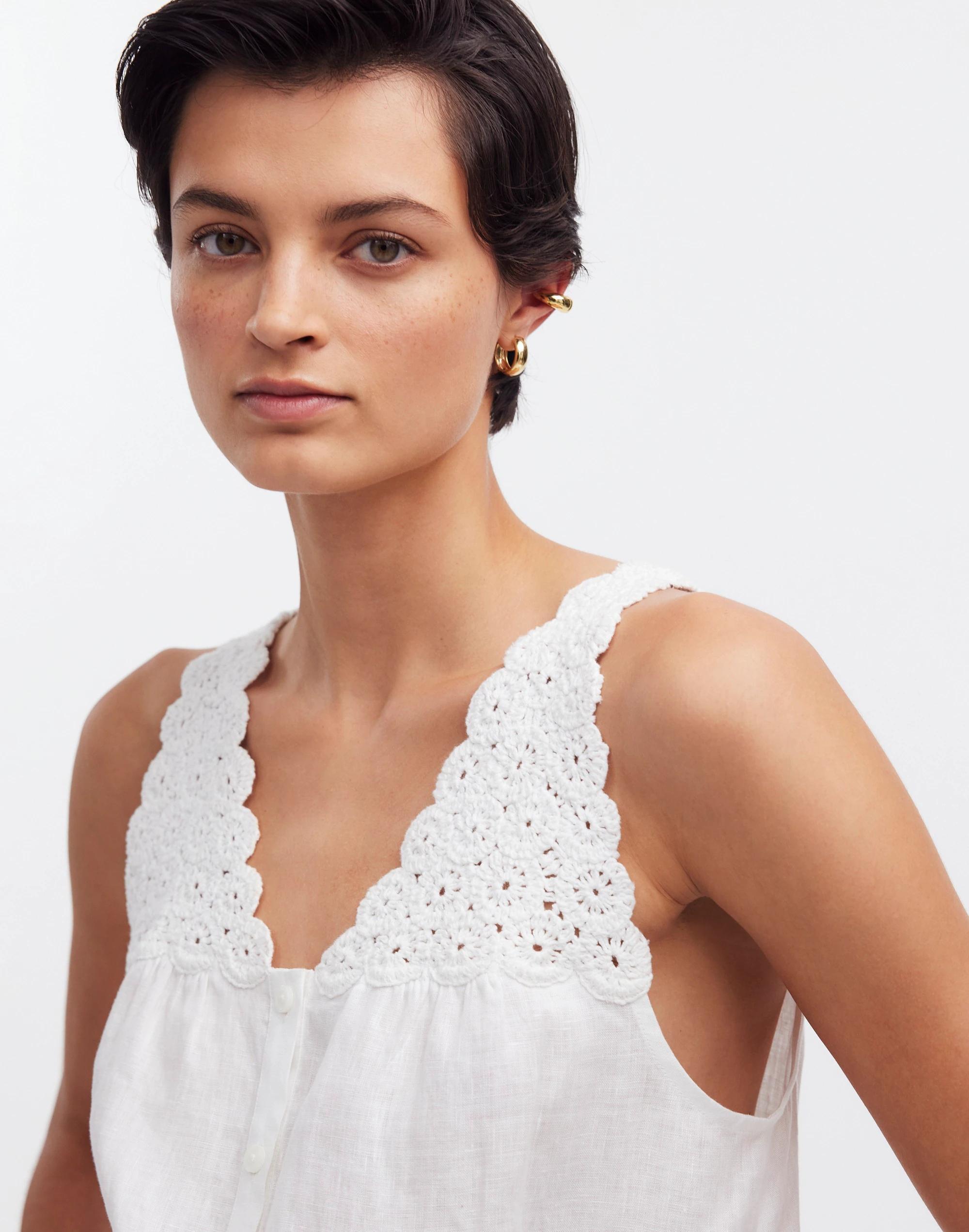 Embroidered V-Neck Bubble Top Product Image