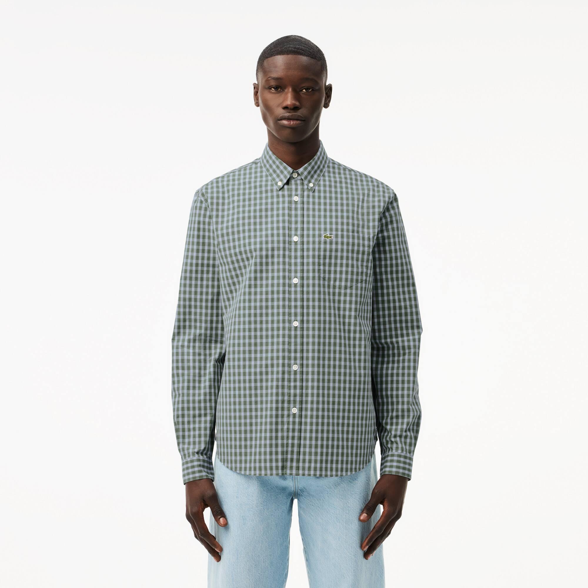 Regular Fit Plaid Poplin Shirt Product Image