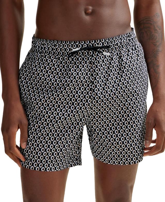 Micro-print Quick-drying Swim Shorts With Logo Detail In Black Product Image