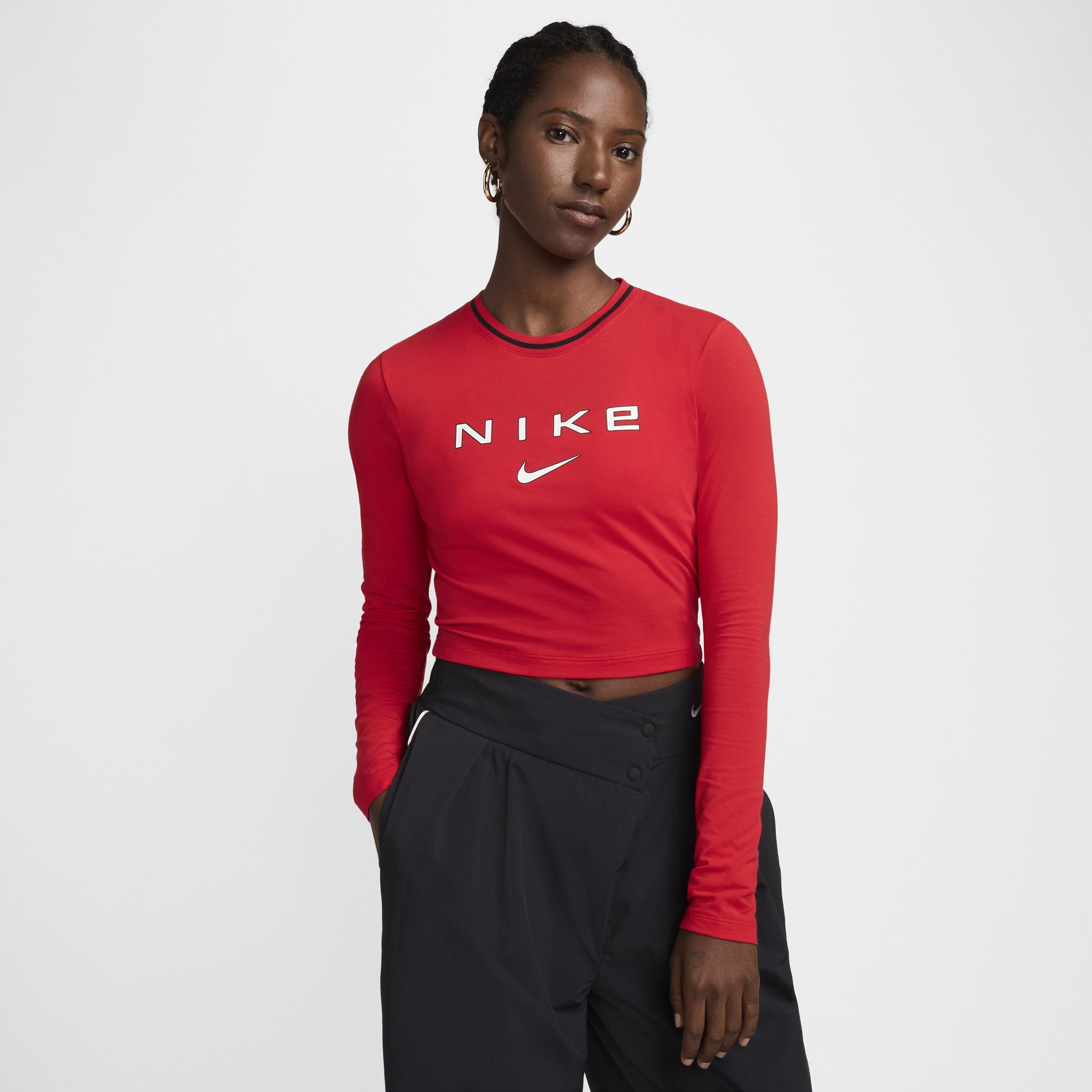 Womens Nike Sportswear Chill Knit Slim Long-Sleeve Cropped Graphic Tee Product Image