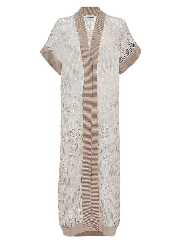 Womens Cotton Net Embroidery Long Cardigan Product Image