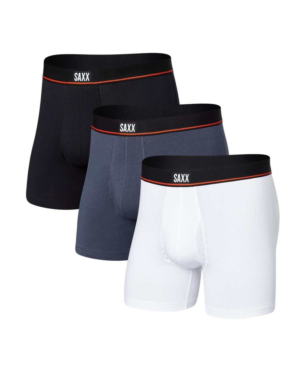 SAXX UNDERWEAR Non-Stop Stretch Cotton Boxer Brief Fly 3-Pack (Black/Deep Navy/White) Men's Underwear Product Image