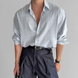 Long-Sleeve Striped Shirt Product Image