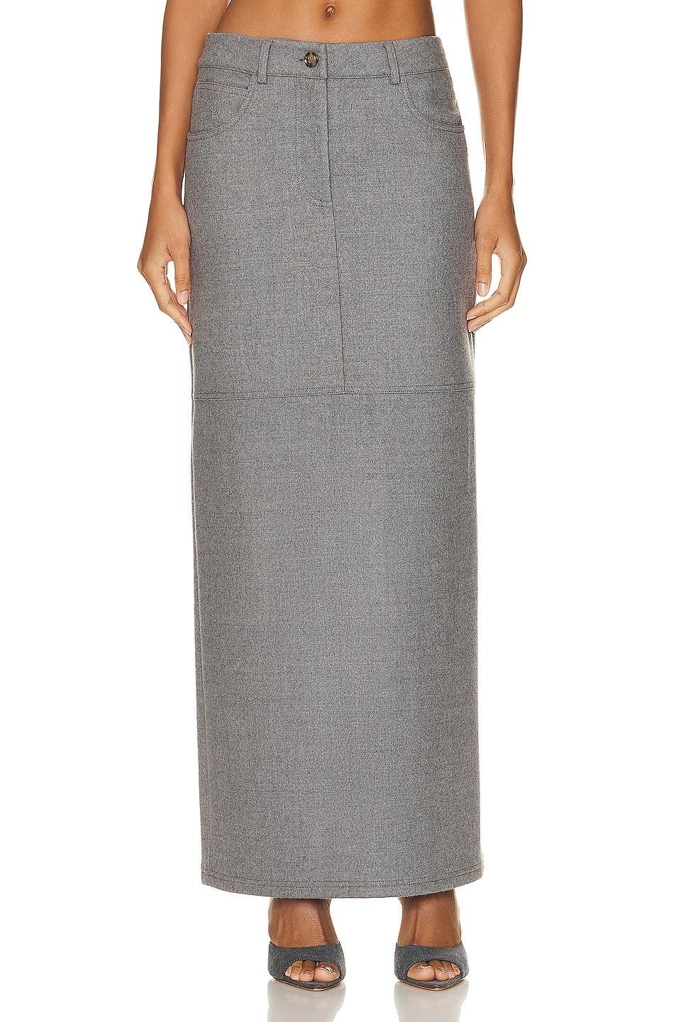 NOUR HAMMOUR Mae Long Pencil Skirt in Grey product image