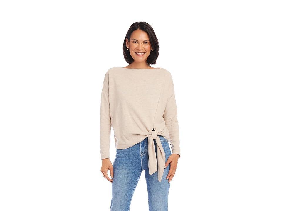 Karen Kane Boatneck Tie Top (Oatmeal) Women's Clothing Product Image