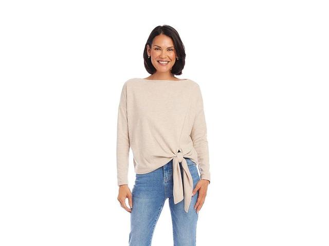 Karen Kane Boatneck Tie Top (Oatmeal) Women's Clothing Product Image