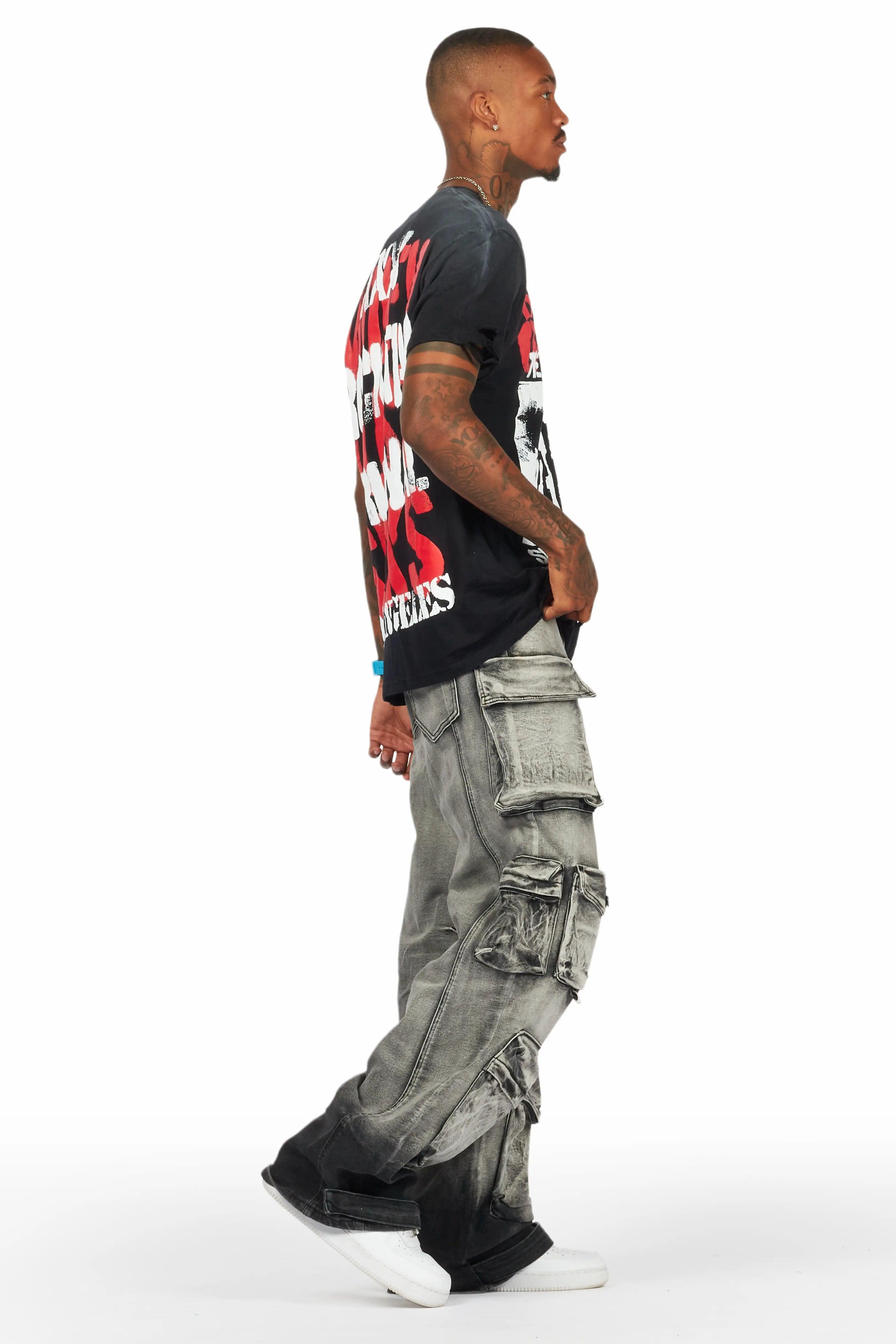 Mahesh Grey Baggy Cargo Jean Male Product Image