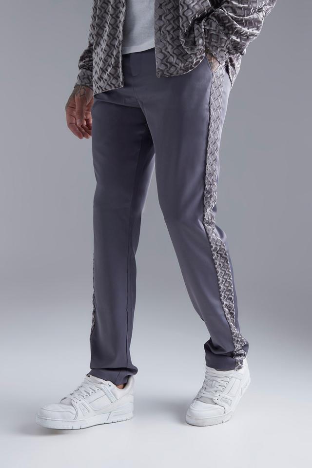 Straight Leg Velour Panel Pants | boohooMAN USA Product Image