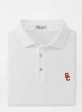 Peter Millar Mens Southern California Solid Performance Jersey Polo | Color: White | Size: 3XL | USC Product Image