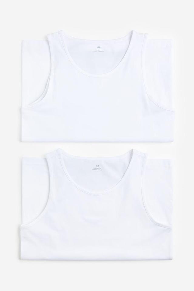 H & M - 2-pack Regular Fit Tank Tops - Green Product Image