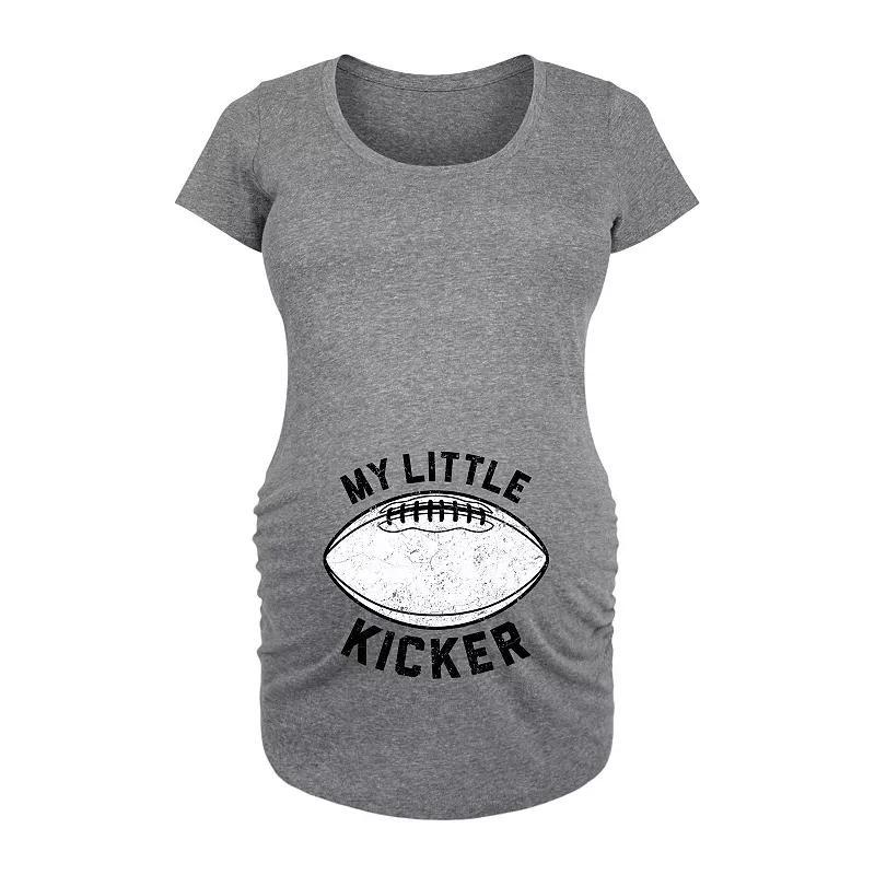 Maternity My Little Kicker Football Graphic Tee, Womens Grey Red Product Image