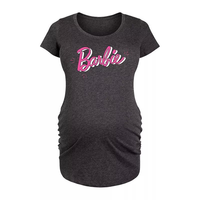 Maternity Barbie Sketch Logo Graphic Tee, Womens Heather Grey Product Image