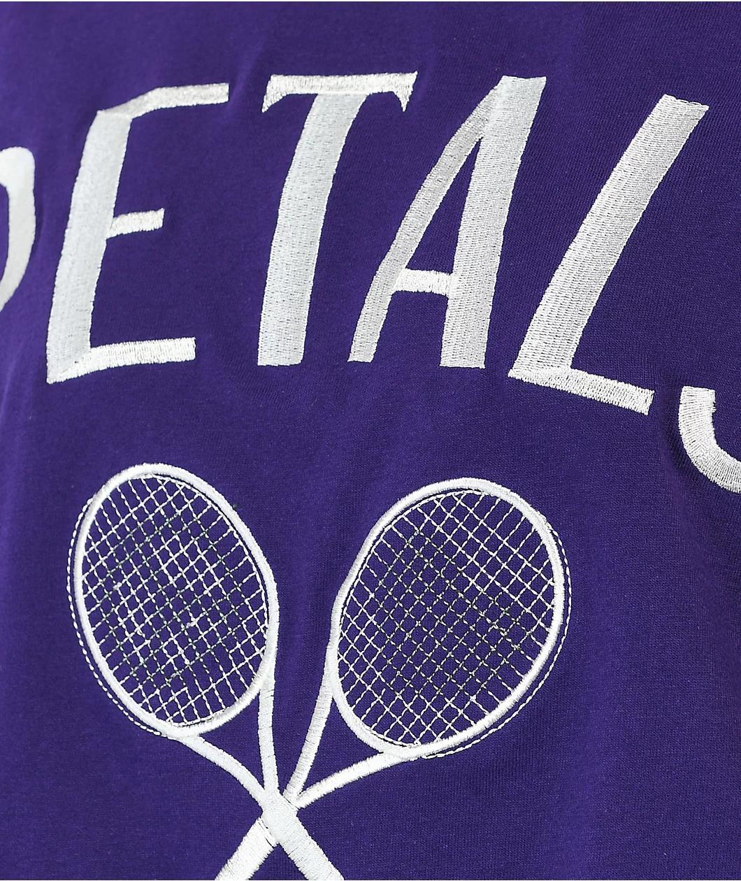 Petals by Petals and Peacocks Peace Love Tennis Purple Crop T-Shirt Product Image