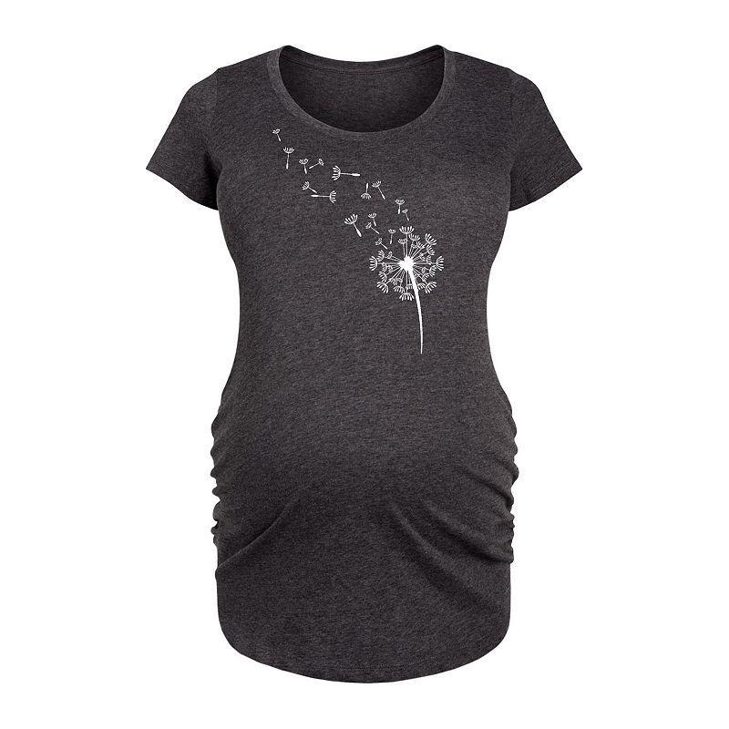 Maternity Dandelion Seeds Graphic Tee, Womens Grey Dark Red Product Image