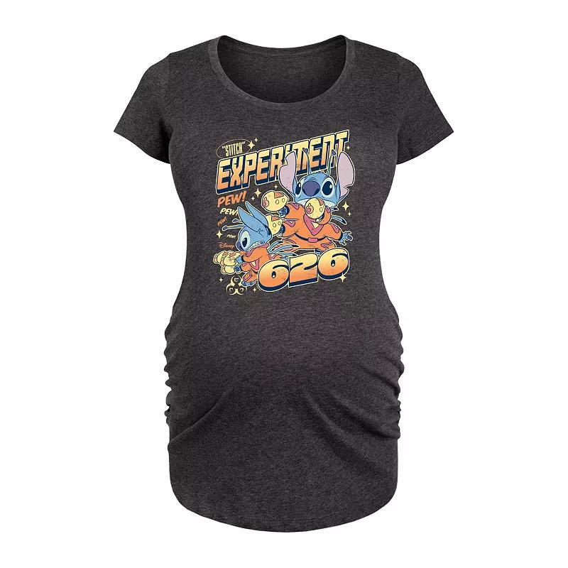 Disneys Lilo & Stitch Maternity Experiment 626 Graphic Tee, Womens Grey Dark Red Product Image