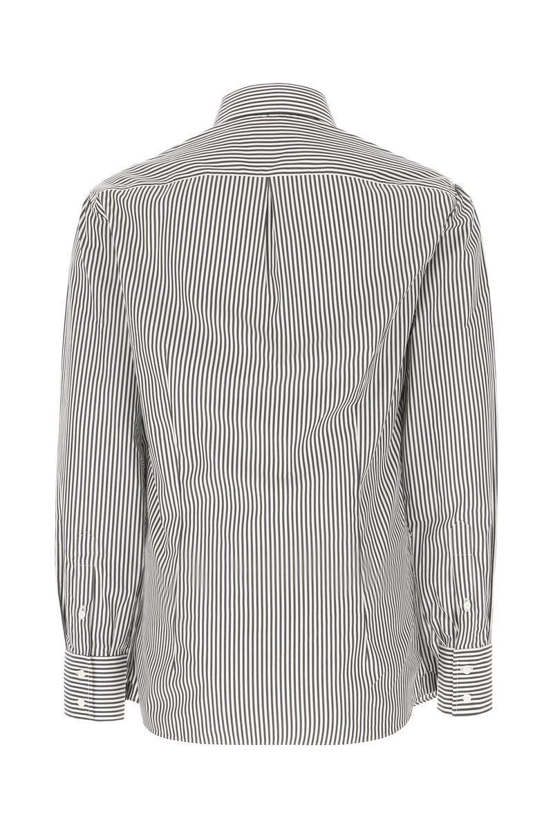 Stripe-print Cotton Shirt In Grey Product Image