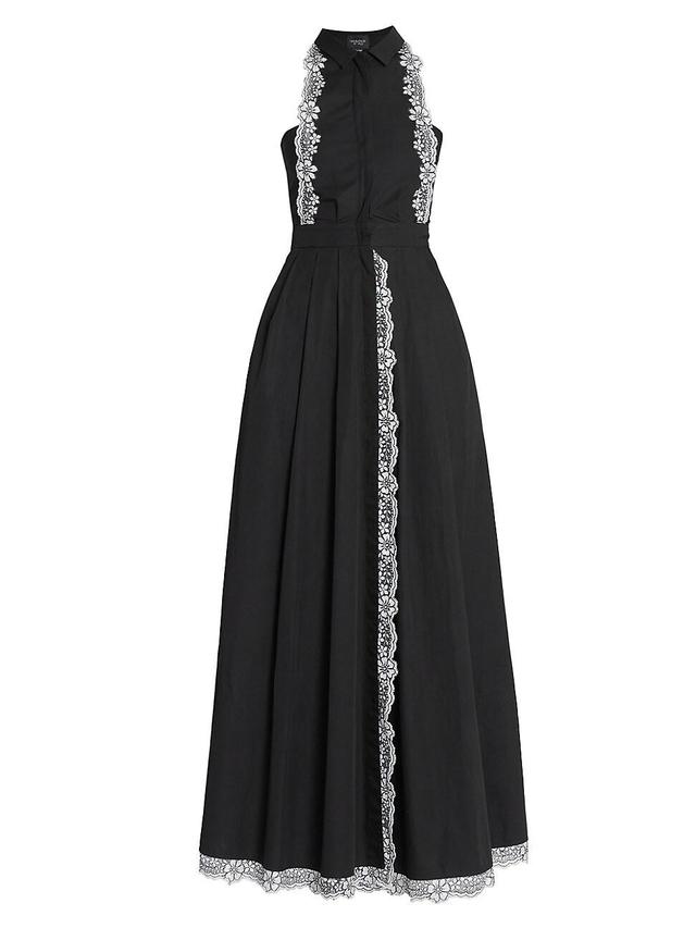 Womens Lace-Trim Cotton Poplin Gown Product Image