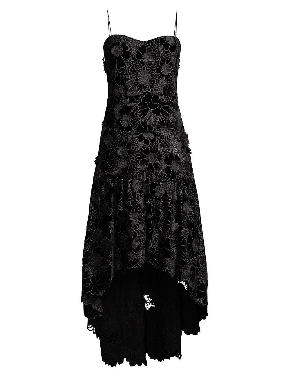 Womens Alexa Floral Velvet Midi-Dress product image