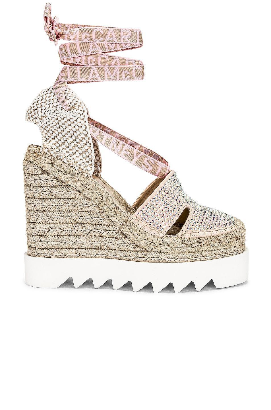 Stella McCartney Womens Gaia Embellished Platform Espadrille Wedge Sandals Product Image