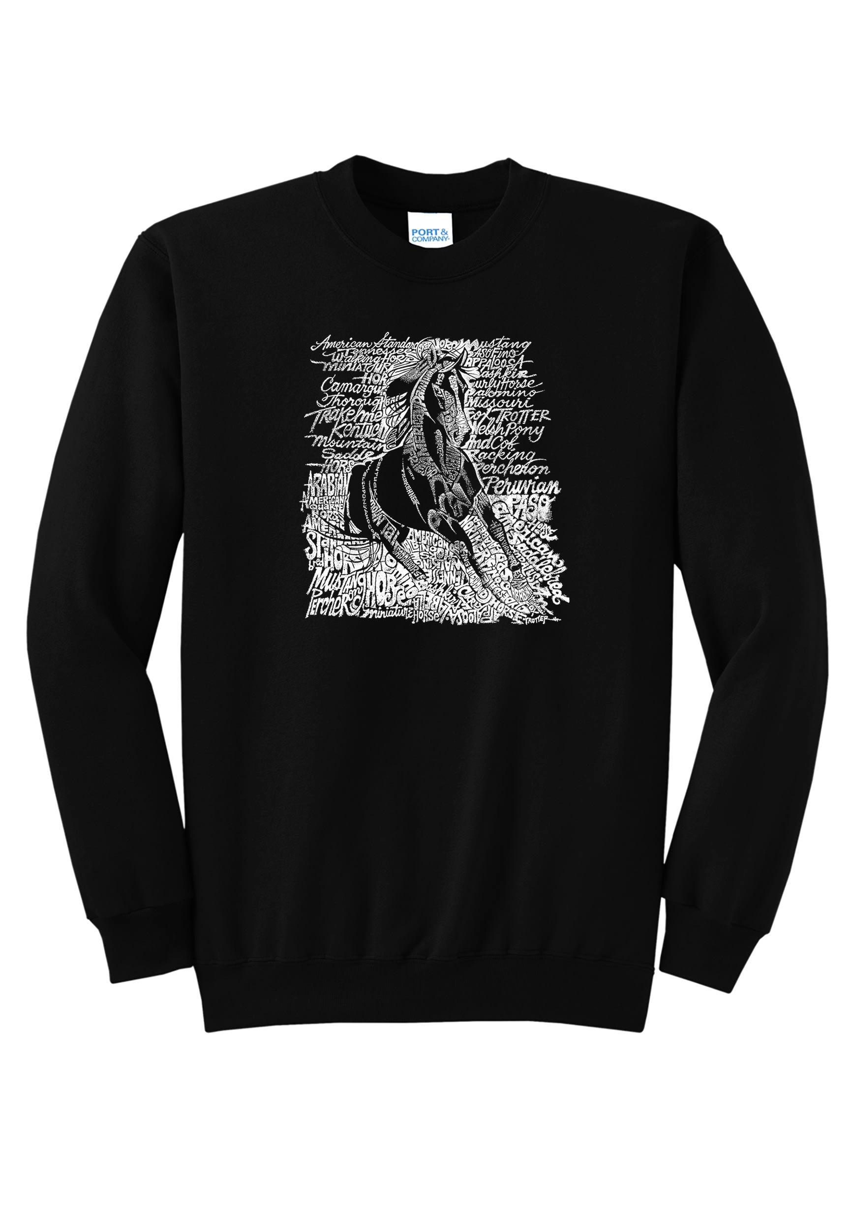 LA Pop Art Women's Word Art Horse Breeds Sweatshirt Product Image